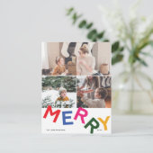 うれしそうなレタリングホリデーフォトカード シーズンポストカード (スタンド正面)