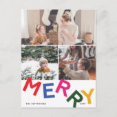 うれしそうなレタリングホリデーフォトカード シーズンポストカード (正面)