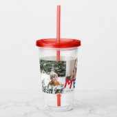 うれしそうなレタリングホリデーフォトコラージュ アクリルタンブラー (正面)