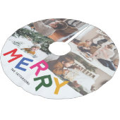 うれしそうなレタリングホリデーフォトコラージュ ブラッシュドポリエステルツリースカート (アングル)