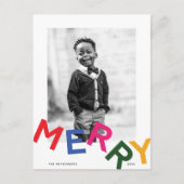 うれしそうなレタリングホリデー写真はがき シーズンポストカード (正面)