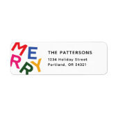 うれしそうなレタリングホリデー差出人住所 ラベル (正面)