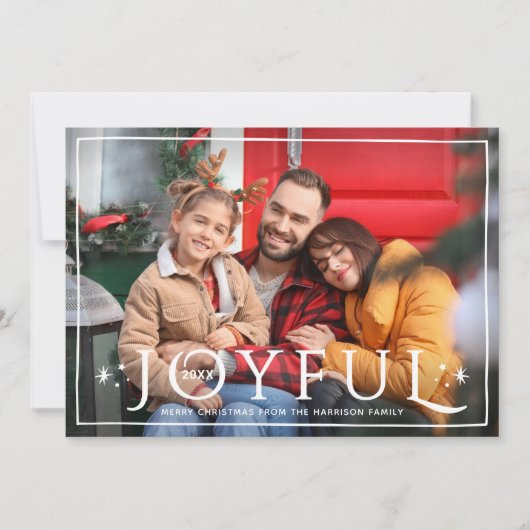 うれしそうな光と星の赤写真 シーズンカード (正面)