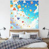 うれしそうな凧が高く舞う キャンバスプリント (インサイチュ (寝室))