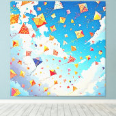 うれしそうな凧が高く舞う キャンバスプリント (インサイチュ (ウッドフロア))