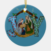 うれしそうな出生クリスマスの飾り セラミックオーナメント (正面)