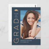 うれしそうな卒業編集可能なカラー卒業はがき ポストカード (正面/裏面)