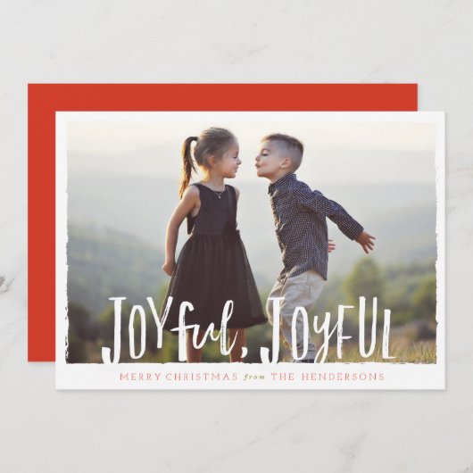 うれしそうな喜びの手で手紙を書いたクリスマスカード シーズンカード (正面/裏面)