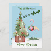 うれしそうな引っ越しましたフラミンゴクリスマスツリー 案内状 (正面/裏面)