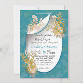 うれしそうな抽象芸術キャンディブルー – ピンク色の花 招待状