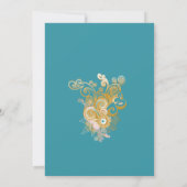 うれしそうな抽象芸術キャンディブルー – ピンク色の花 招待状 (裏面)