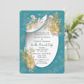 うれしそうな抽象芸術ピンク、スカイブルー – ピンク色の花を招待 招待状 (スタンド正面)