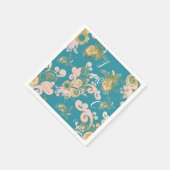 うれしそうな抽象芸術ピンク、スカイブルー – ピンク色の花 スタンダードカクテルナプキン (角)