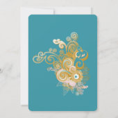 うれしそうな抽象芸術ピンク、スカイブルー – ピンク色の花 招待状 (裏面)