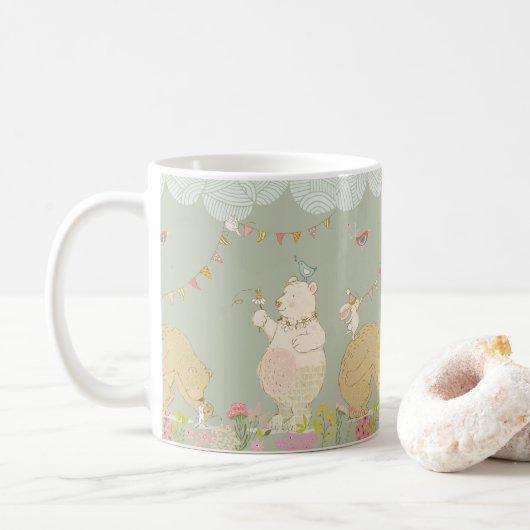 うれしそうな春はコーヒーマグを運ぶ コーヒーマグカップ (ドーナツ)