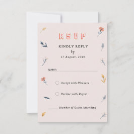 うれしそうな春フローラ結婚式招待状RSVPカード 出欠カード