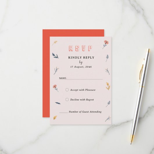 うれしそうな春フローラ結婚式招待状RSVPカード 出欠カード (正面/裏面インサイチュ)