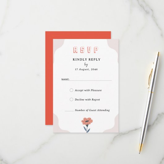 うれしそうな春フローラ結婚式招待状RSVPカード 出欠カード (正面/裏面インサイチュ)