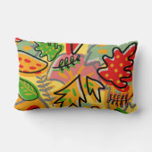 うれしそうな植物性の葉の赤い黄色のピンクの可愛い装飾 ランバークッション (裏面)