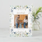 うれしそうな水色の葉のクリスマス シーズンカード (スタンド正面)