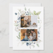 うれしそうな水色の葉のクリスマス シーズンカード (裏面)