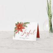 うれしそうな水色ポインセチアフローラクリスマス シーズンカード (正面)