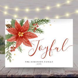 うれしそうな水色ポインセチアフローラクリスマス シーズンカード