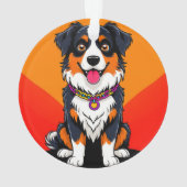 うれしそうな漫画の犬イラストレーション オーナメント (裏面)