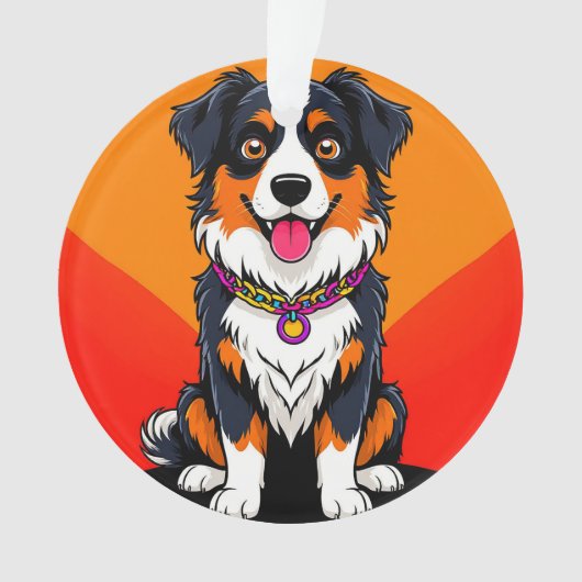 うれしそうな漫画の犬イラストレーション オーナメント (正面)