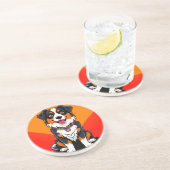 うれしそうな漫画の犬イラストレーション コースター (側面)