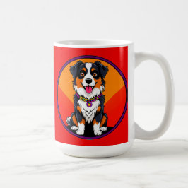 うれしそうな漫画の犬イラストレーション コーヒーマグカップ