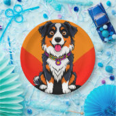 うれしそうな漫画の犬イラストレーション ペーパープレート (パーティー)