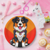うれしそうな漫画の犬イラストレーション ペーパープレート (パーティー)