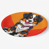 うれしそうな漫画の犬イラストレーション ペーパープレート (アングル)