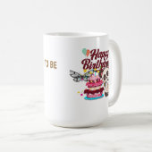 うれしそうな紙吹雪ハッピーバースデー挨拶 コーヒーマグカップ (正面右)