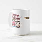 うれしそうな紙吹雪ハッピーバースデー挨拶 コーヒーマグカップ (正面左)