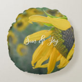 うれしそうな素朴なヒマワリ ラウンドクッション (正面)