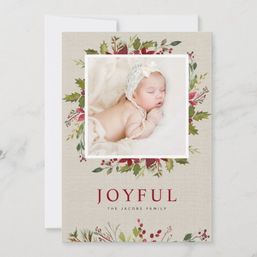 うれしそうな緑 |フラットホリデーのフォトカード シーズンカード (正面)