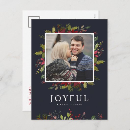 うれしそうな緑 |編集可能な色の写真 シーズンポストカード (正面/裏面)