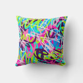 うれしそうな色のモダン抽象芸術 クッション (裏面)
