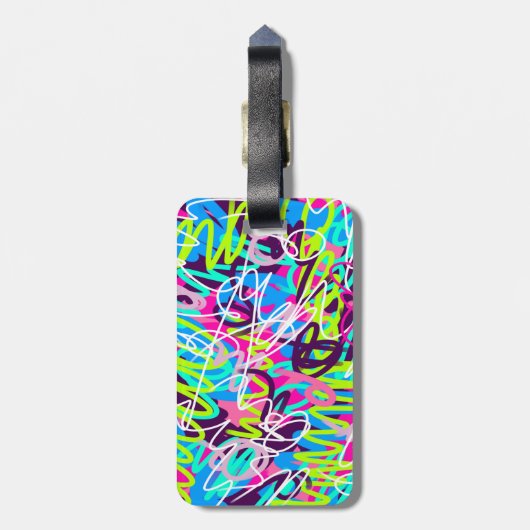 うれしそうな色のモダン抽象芸術 ラゲッジタグ (裏面縦)