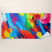 うれしそうな色の絵を描爆発 ビーチタオル (正面)