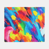 うれしそうな色の絵を描爆発 フリースブランケット (正面(横))