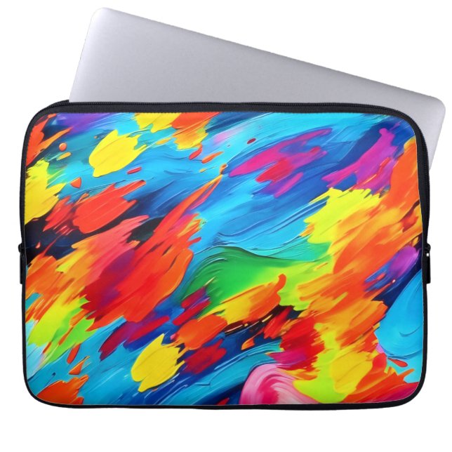 うれしそうな色の絵を描爆発 ラップトップスリーブ (正面)