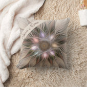 うれしそうな花抽象芸術アートベージュブラウンフローラ名 クッション (ブランケット)