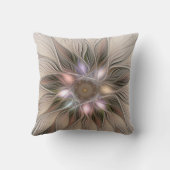 うれしそうな花抽象芸術アートベージュブラウンフローラ名 クッション (裏面)