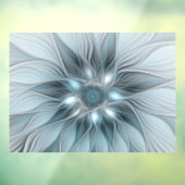 うれしそうな花抽象芸術ブルーグレーフローラフラクタル ウィンドウサイン (シート3)