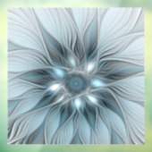 うれしそうな花抽象芸術ブルーグレーフローラフラクタル ウィンドウサイン (シート3)