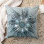 うれしそうな花抽象芸術ブルーグレーフローラフラクタル クッション (ブランケット)
