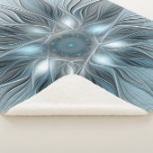 うれしそうな花抽象芸術ブルーグレーフローラフラクタル シェルパブランケット (3/4)